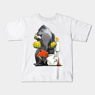 Gorilla on the Toilet Kids T-Shirt